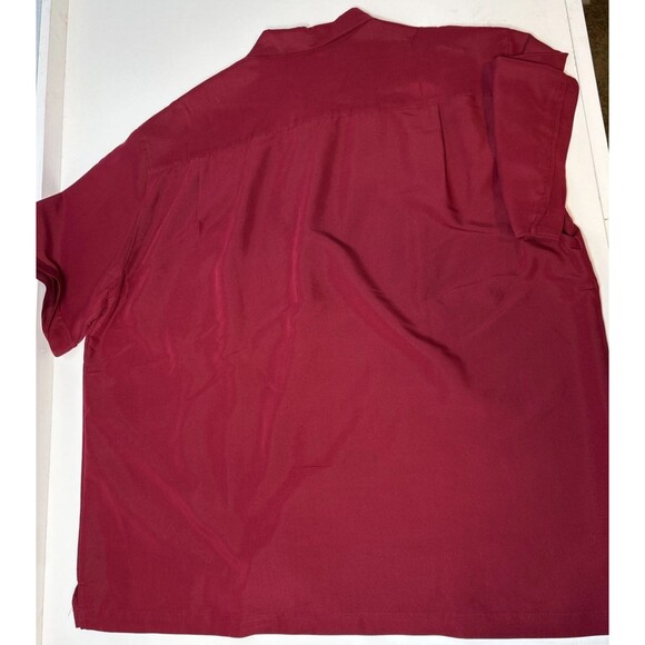 Cubavera XXL Burgundy Embroidered Mens shirt Button Up Short Sleeve Top - Picture 5 of 5